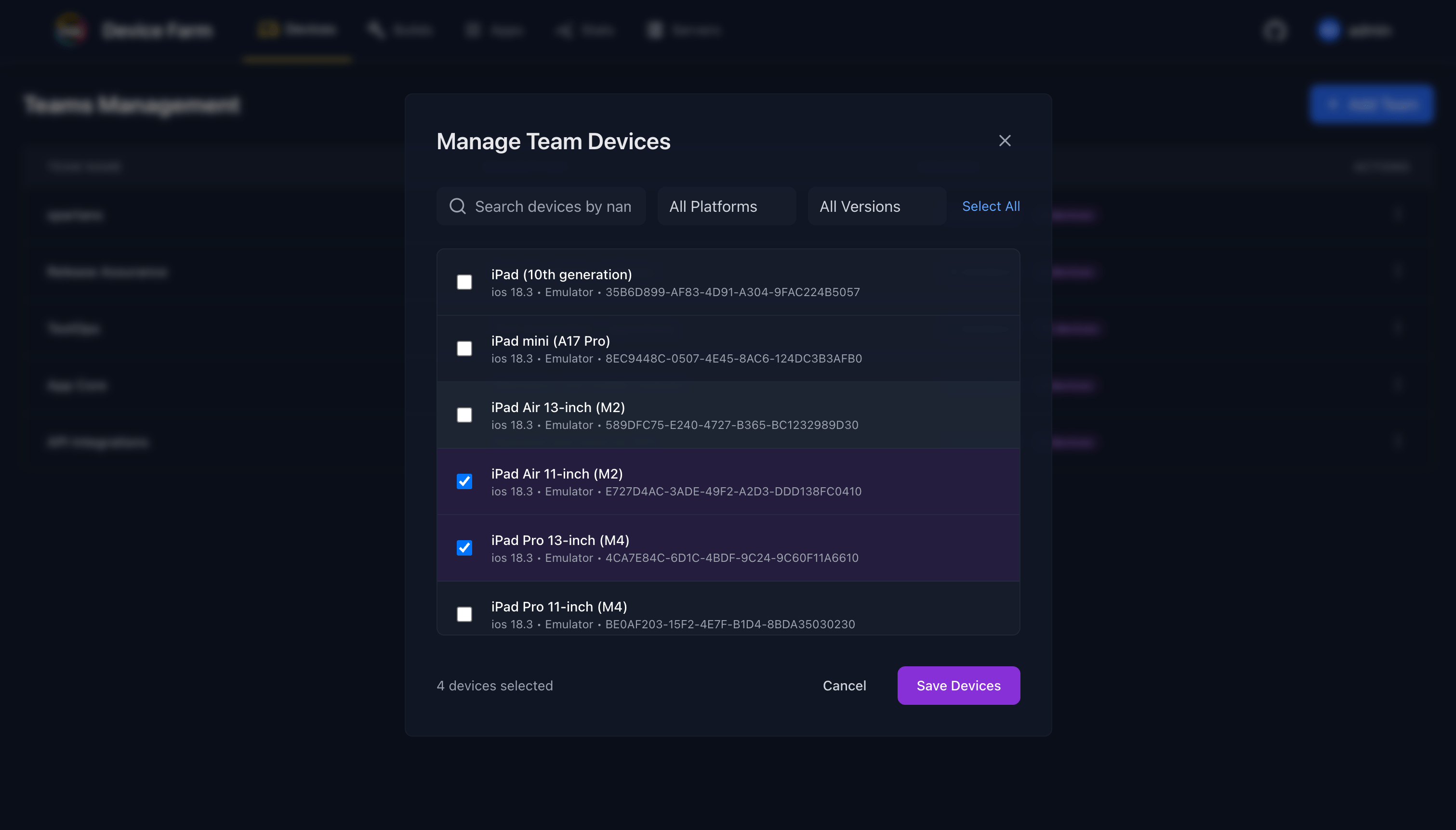 Manage Team Devices