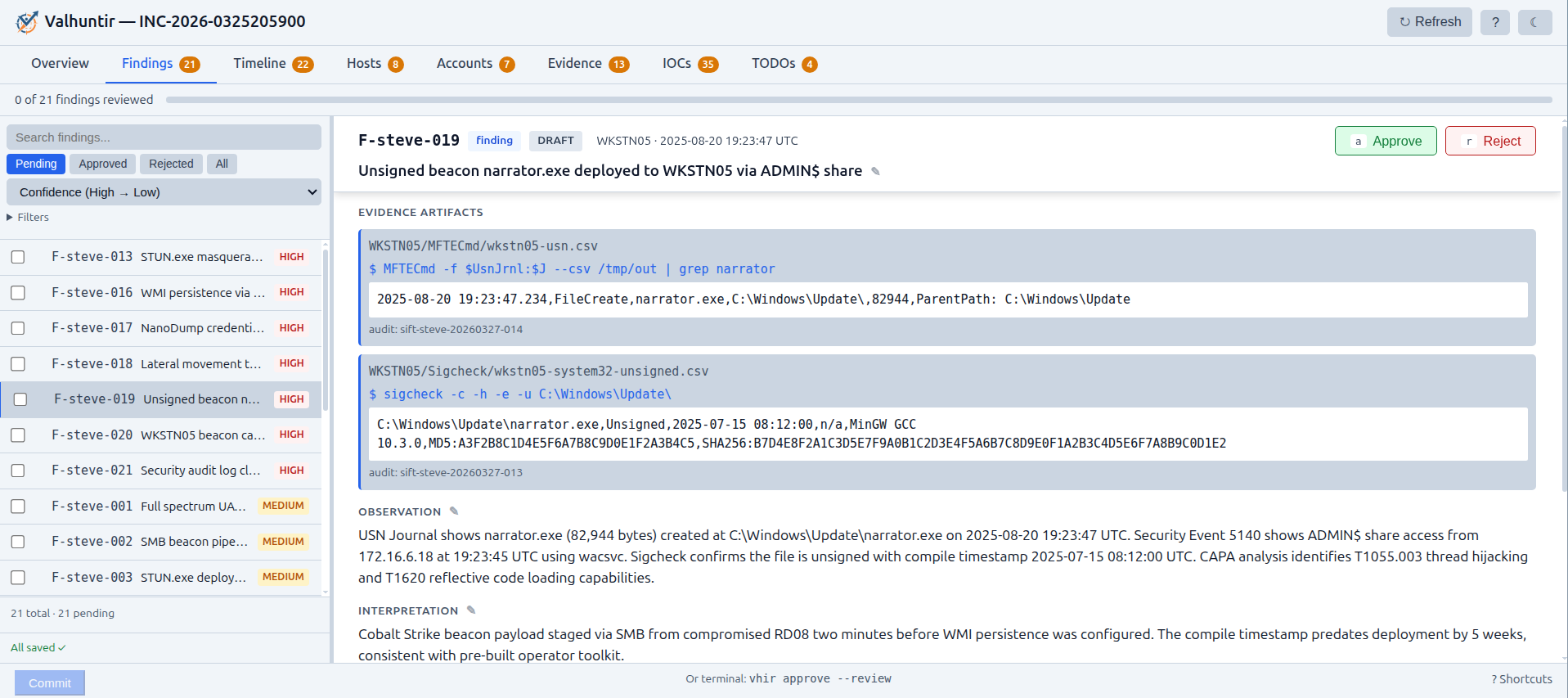 Examiner Portal — Findings