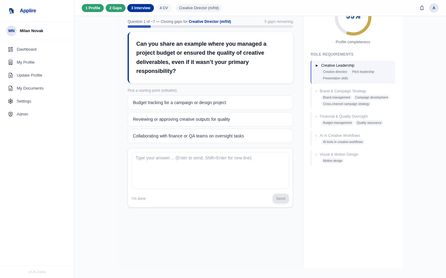 A targeted AI interview that closes the gaps
