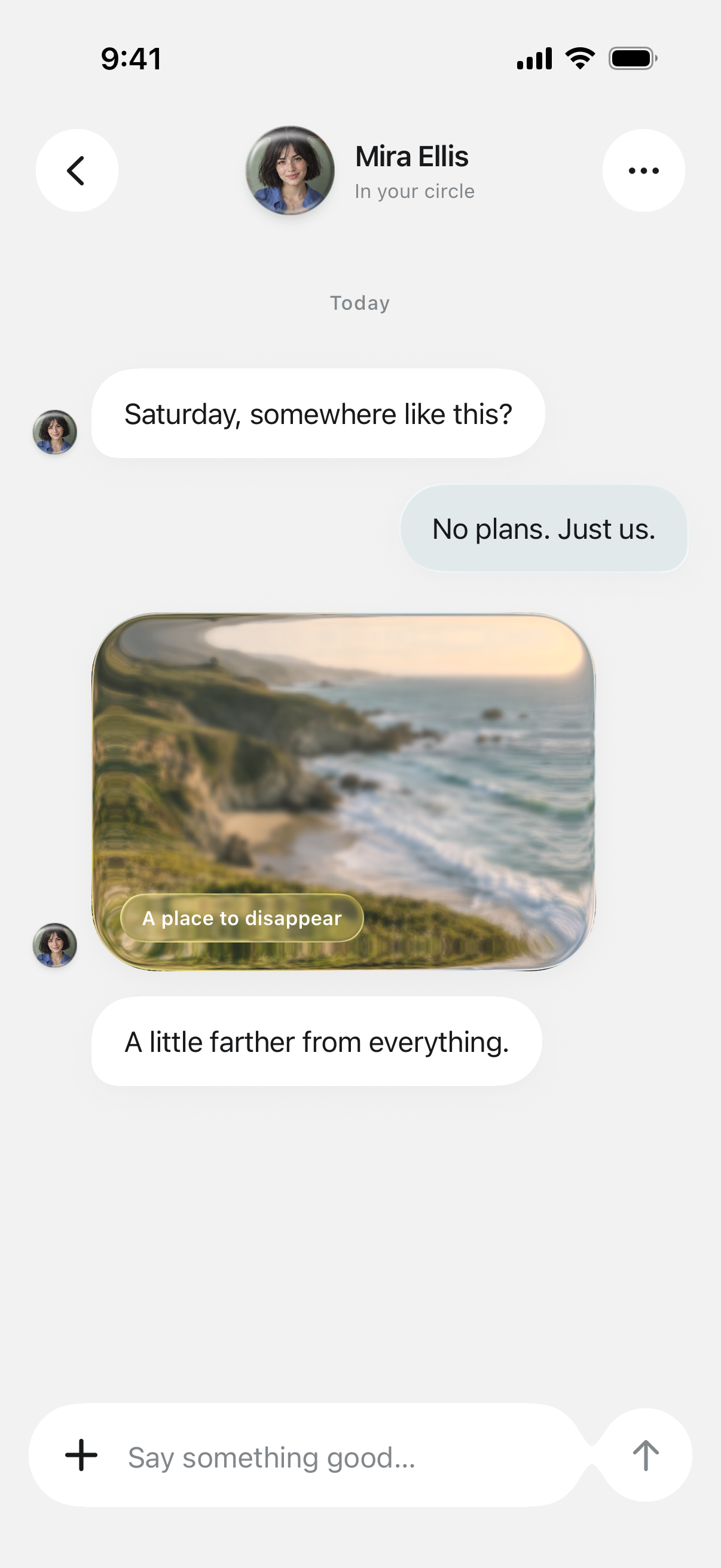 Astra glass conversation and coastal photograph