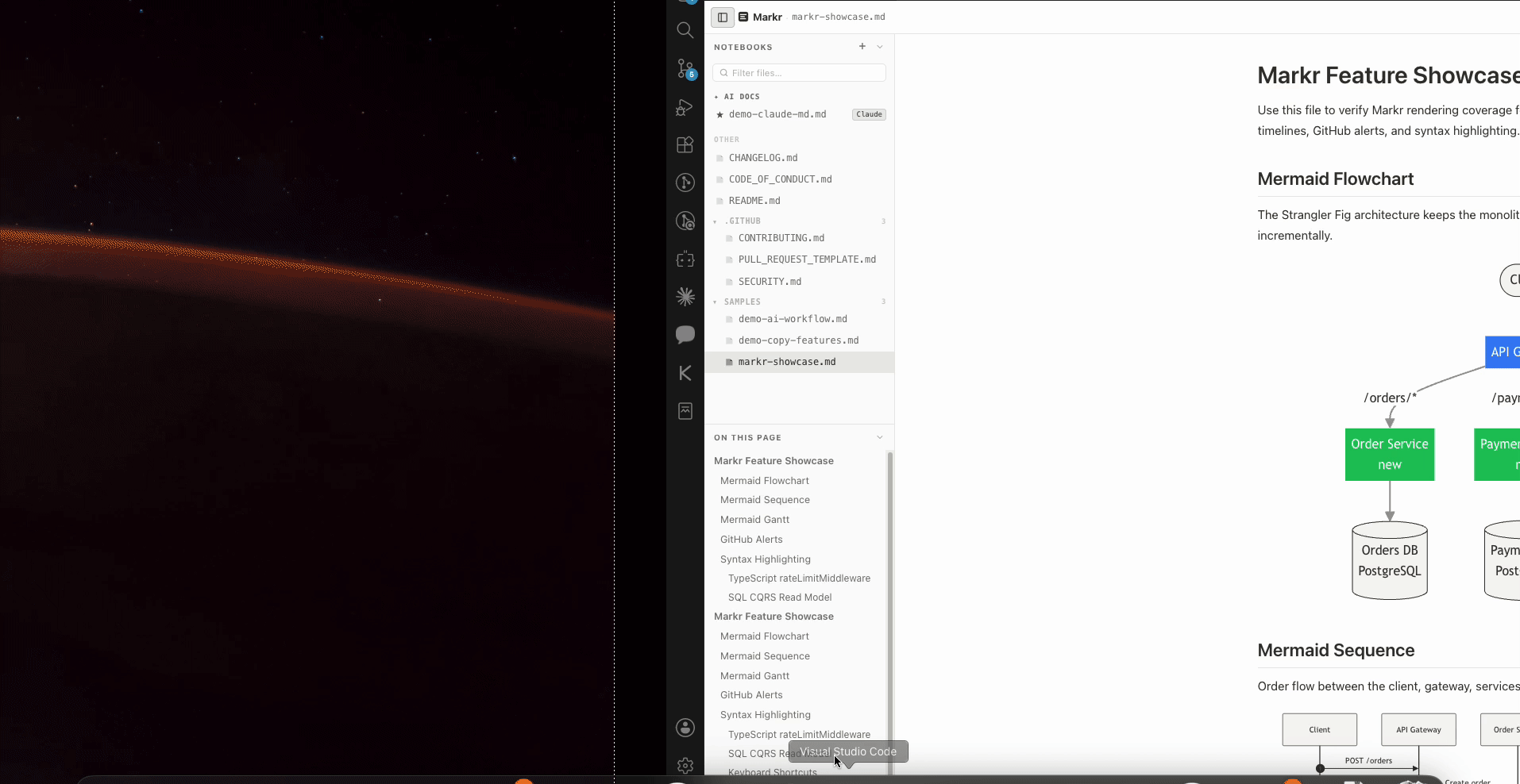 File search — type to filter workspace markdown files instantly