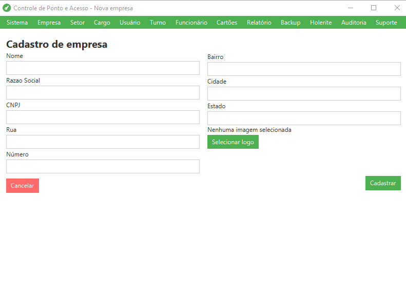Ponto e Acesso - Cadastro de empresa