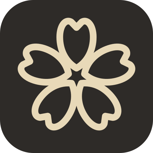 Kumiko logo — a sakura in cut woodwork