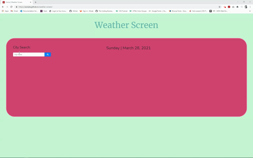 weather screen demo