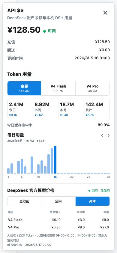 API $$ 在 390 px 移动端窄屏中的分模型用量与价格表