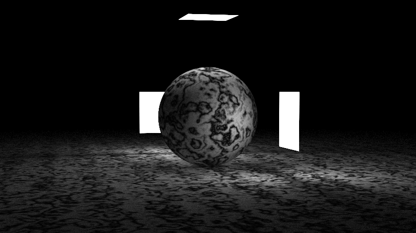 Light test with a marble sphere and a rectangular lightsource