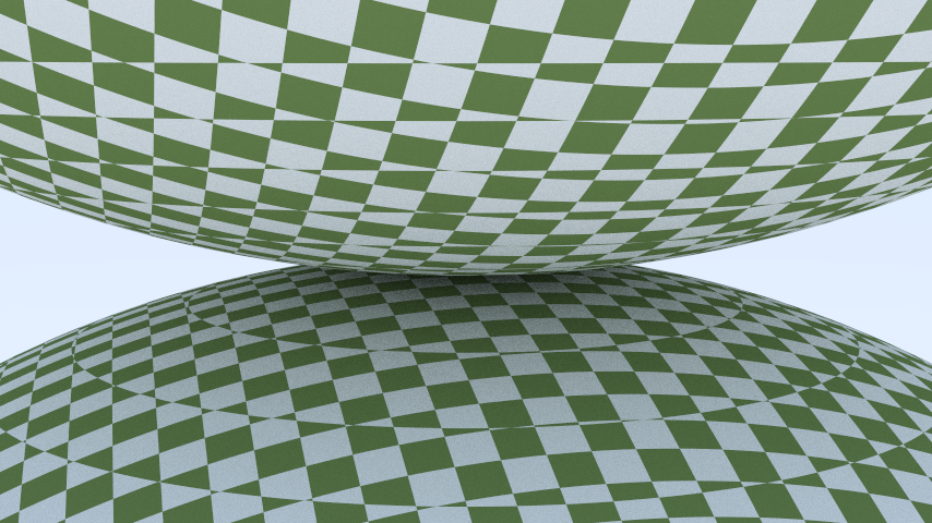 Two spheres with checkered textures