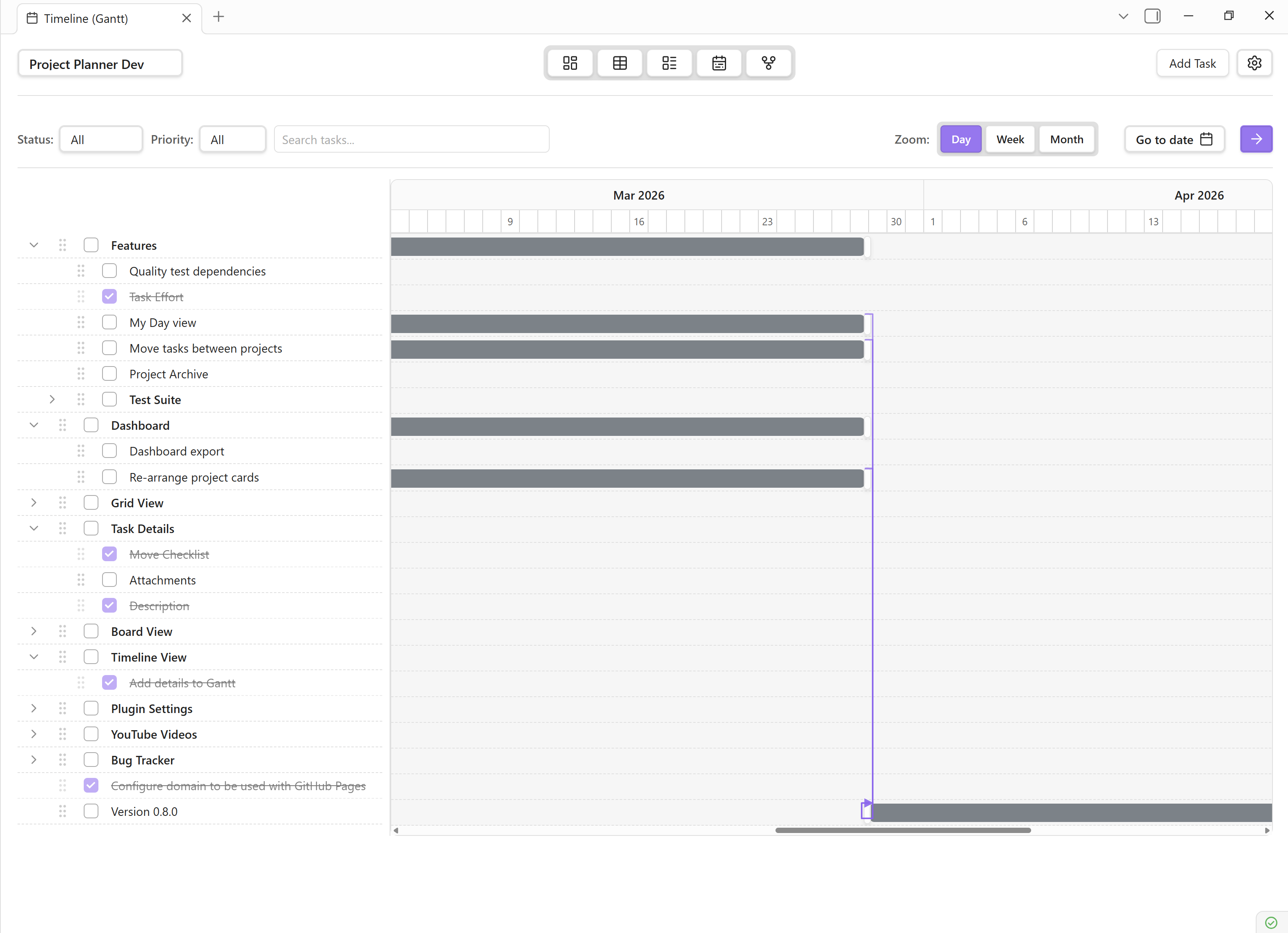 Timeline view