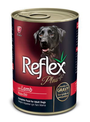 REFLEX PLUS YETİŞKİN KÖPEKLER İÇİN KUZU ETLİ SOS İÇİNDE ET PARÇACIKLARI 400 G