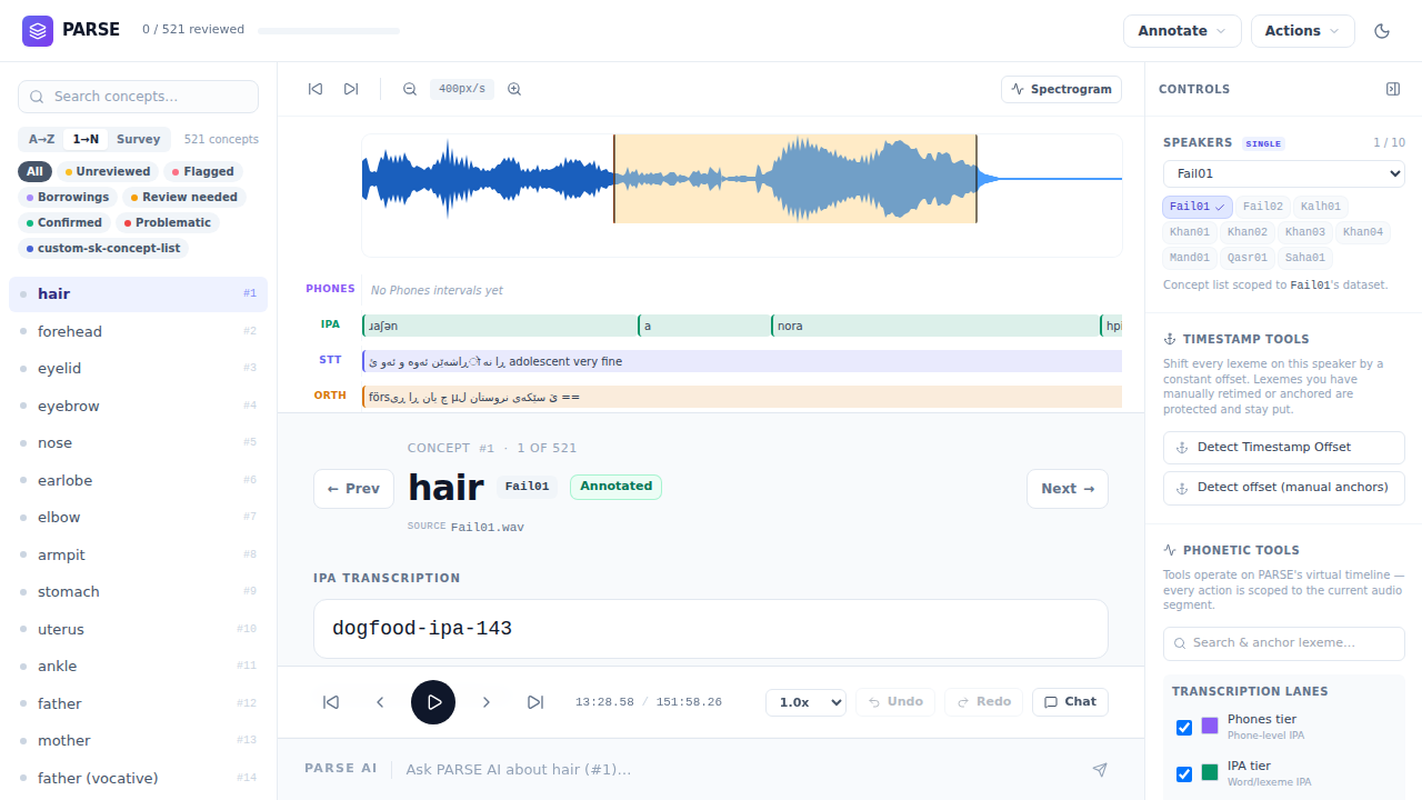 Annotate mode in the unified PARSE React shell
