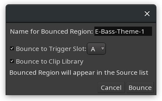 Bouncing a single region withoutprocessing