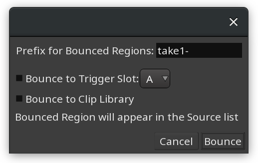Bouncing single regions on differenttracks