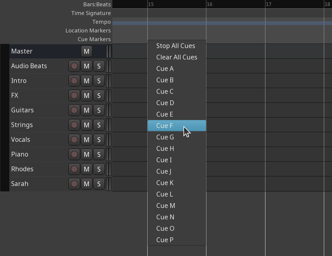 Adding a cuemarker