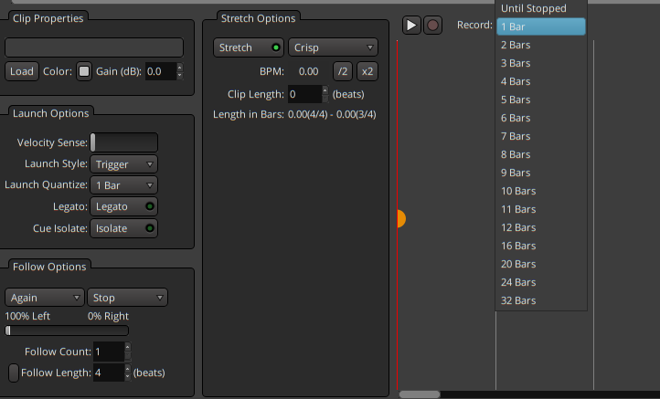 Cue recording length selector