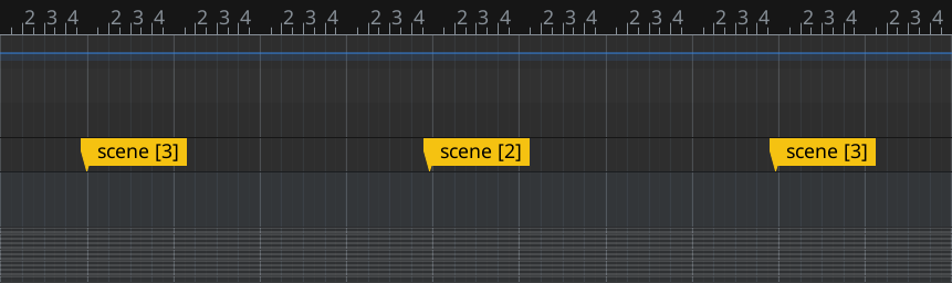 MIDI scene change marker on the ruler