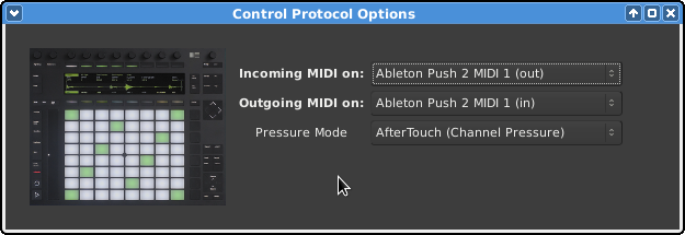 The Push 2 configuration dialog