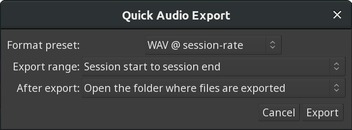 Quick Audio ExportDialog