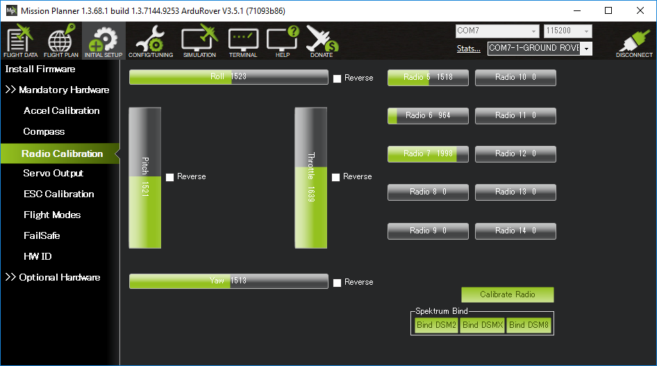 Mission Planner Radio Calibration