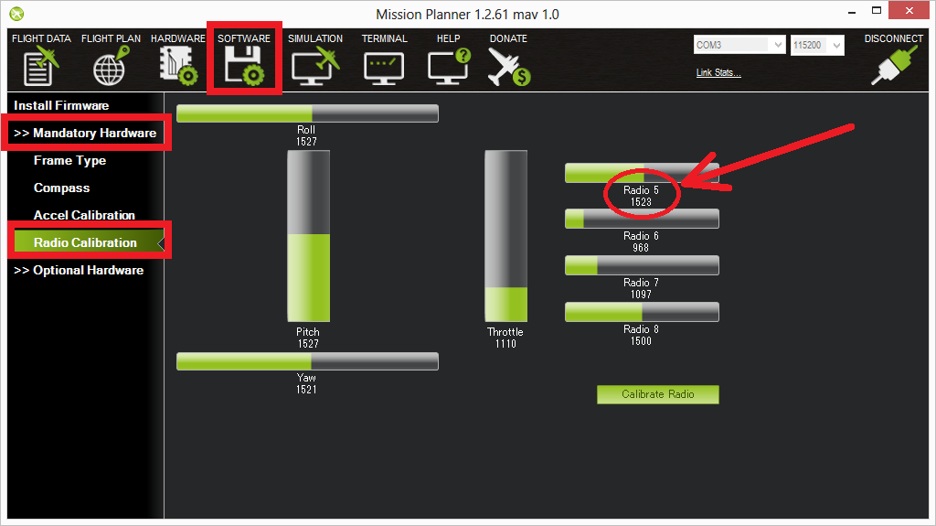 Mission Planner PWM flight mode channel