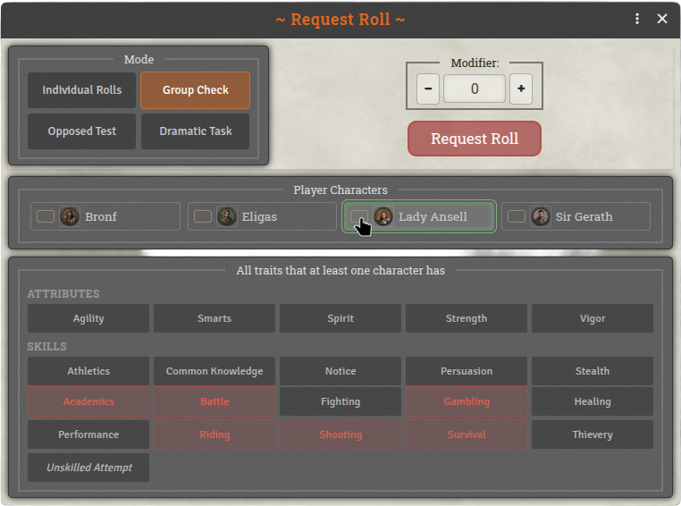 Group Check (Mouse over a Character)