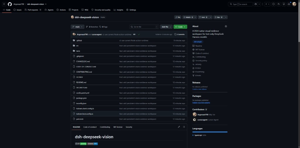 The open-source DSH DeepSeek Vision repository on GitHub