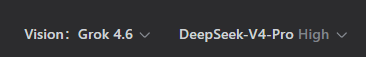 Compact DSH Vision model selector beside the DeepSeek parent model selector