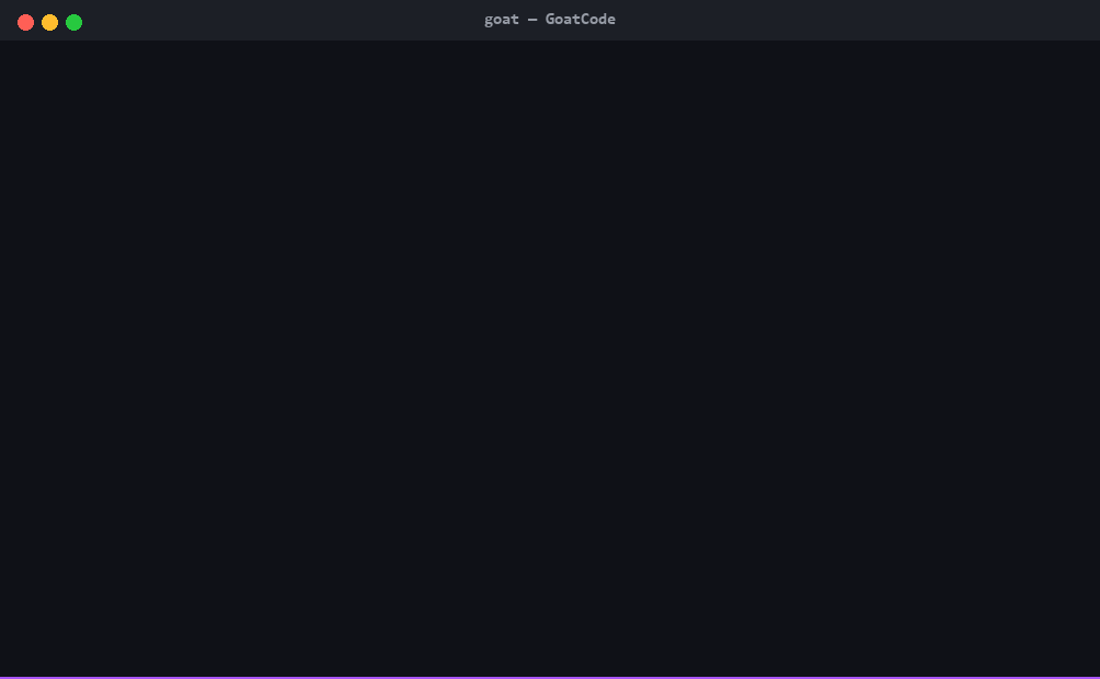 GoatCode live — real session, captured through a pty