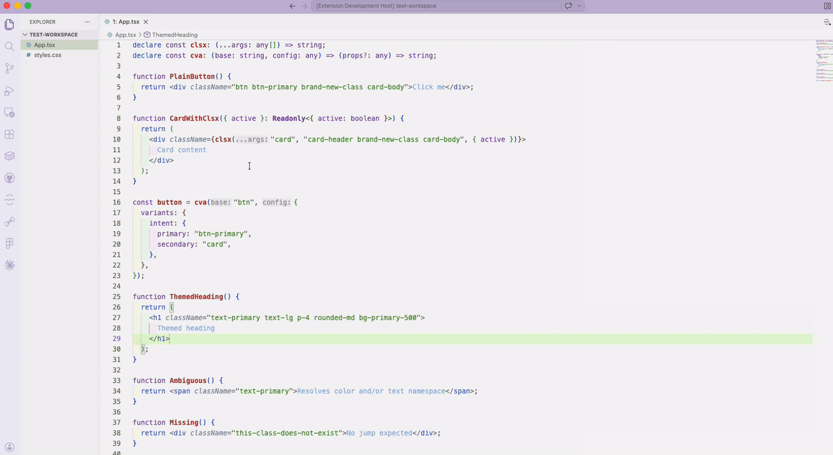 Through clsx / cn / cva — straight to the rule.