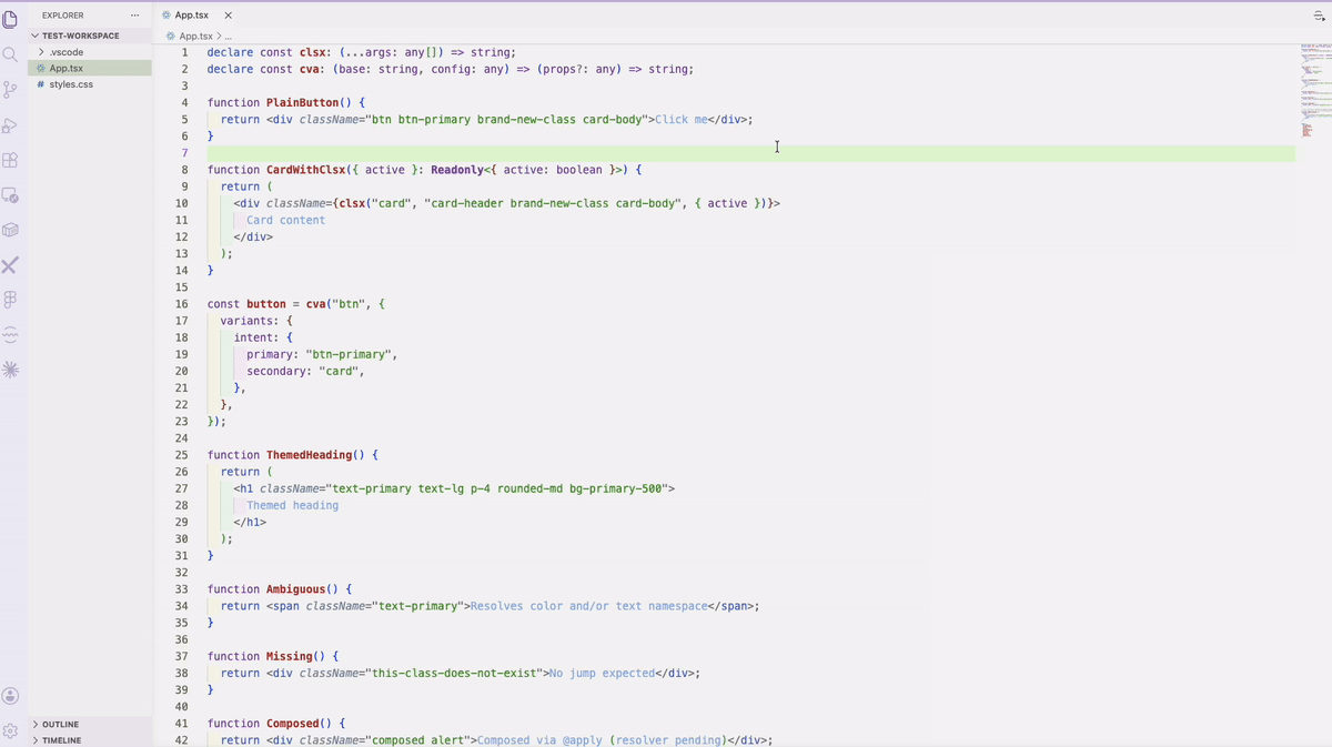 Hover preview class quickly identify classes.