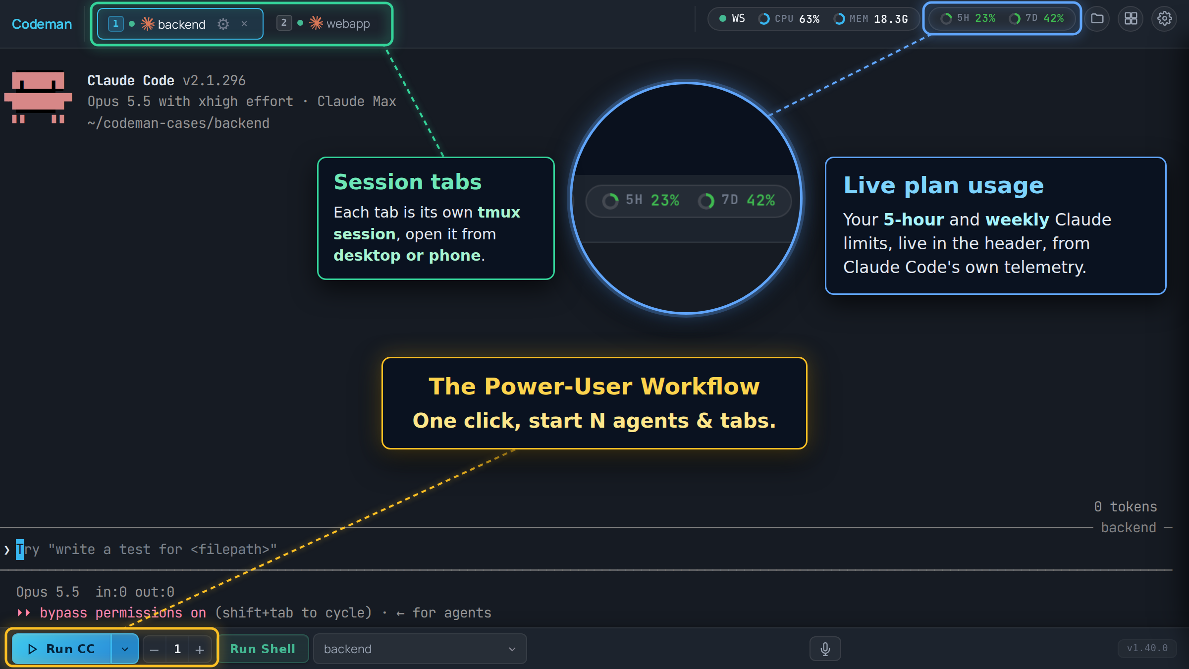 Codeman dashboard