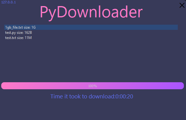 Image of the client finished download