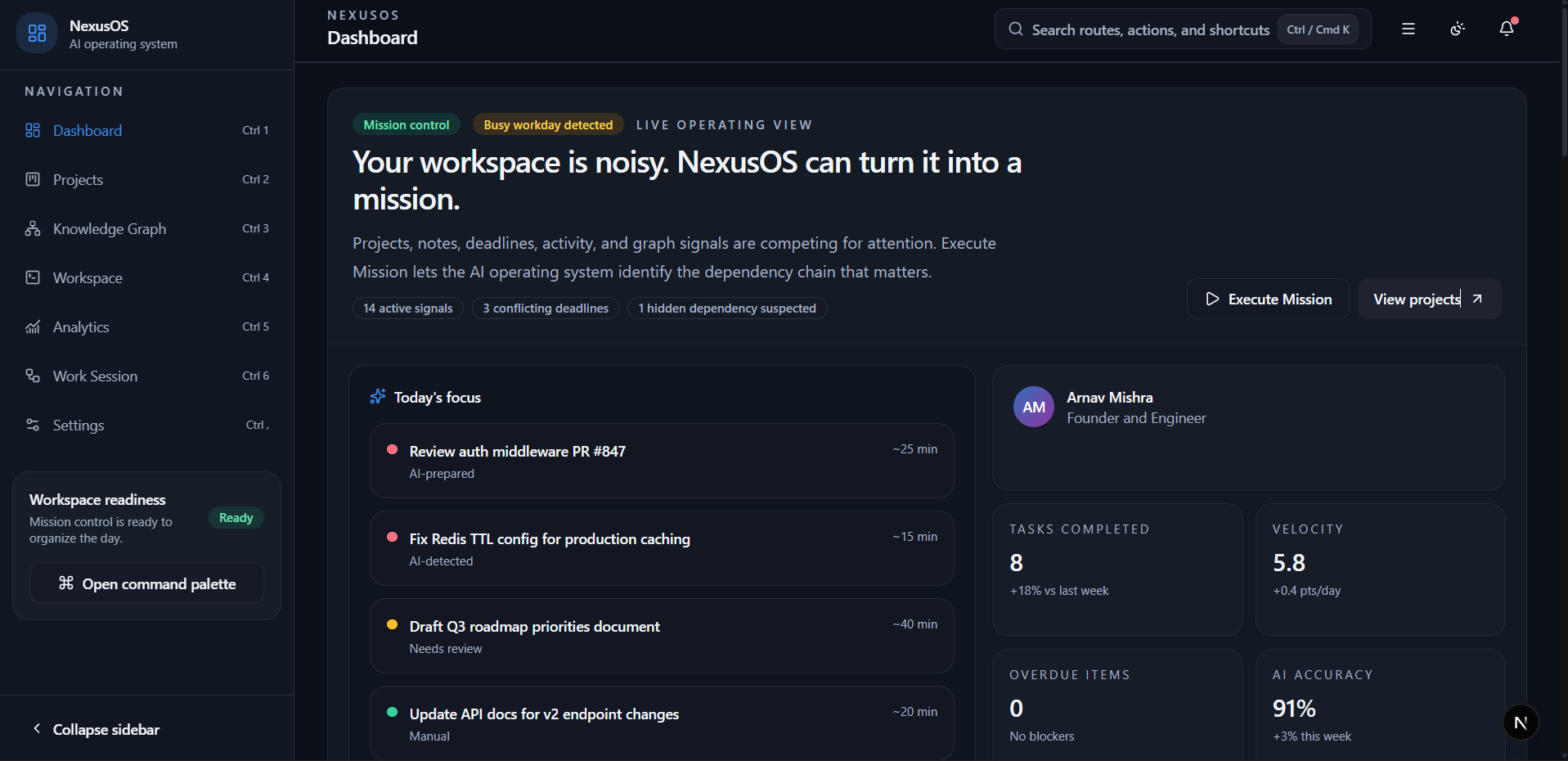 NexusOS dashboard