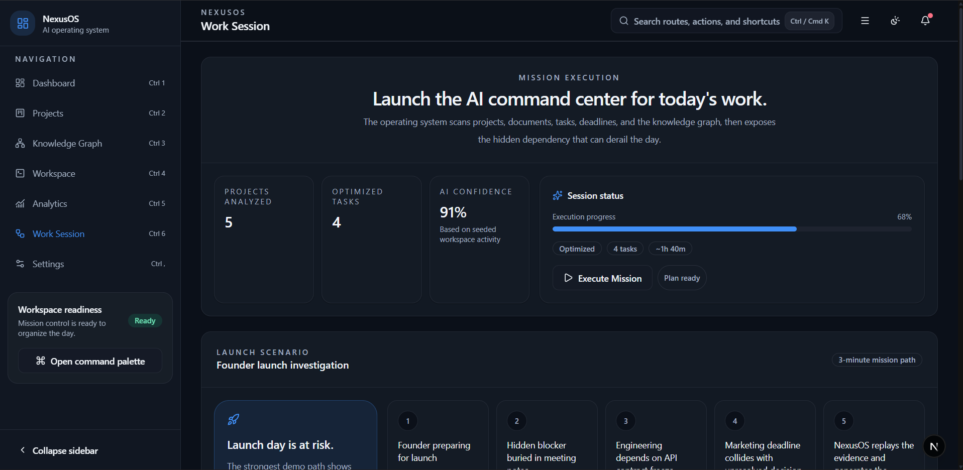 NexusOS mission command center