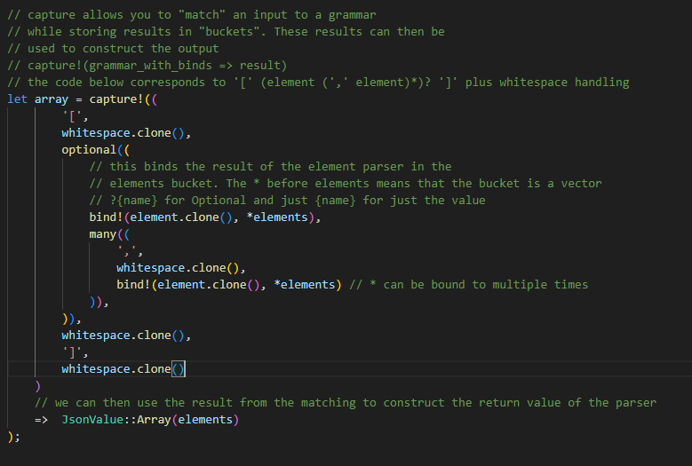 Trace viewer stepping through the JSON parser