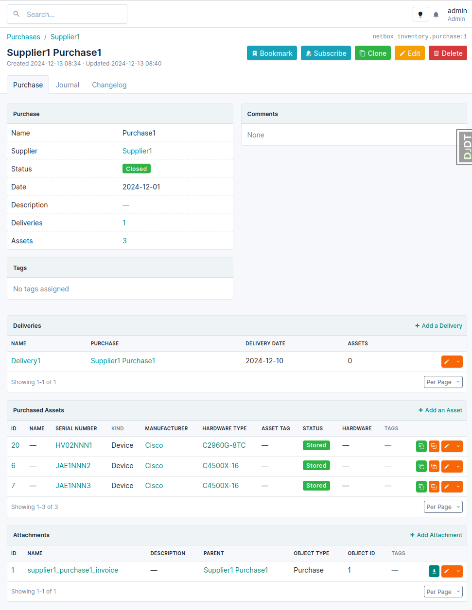 Example using netbox_attachments plugin
