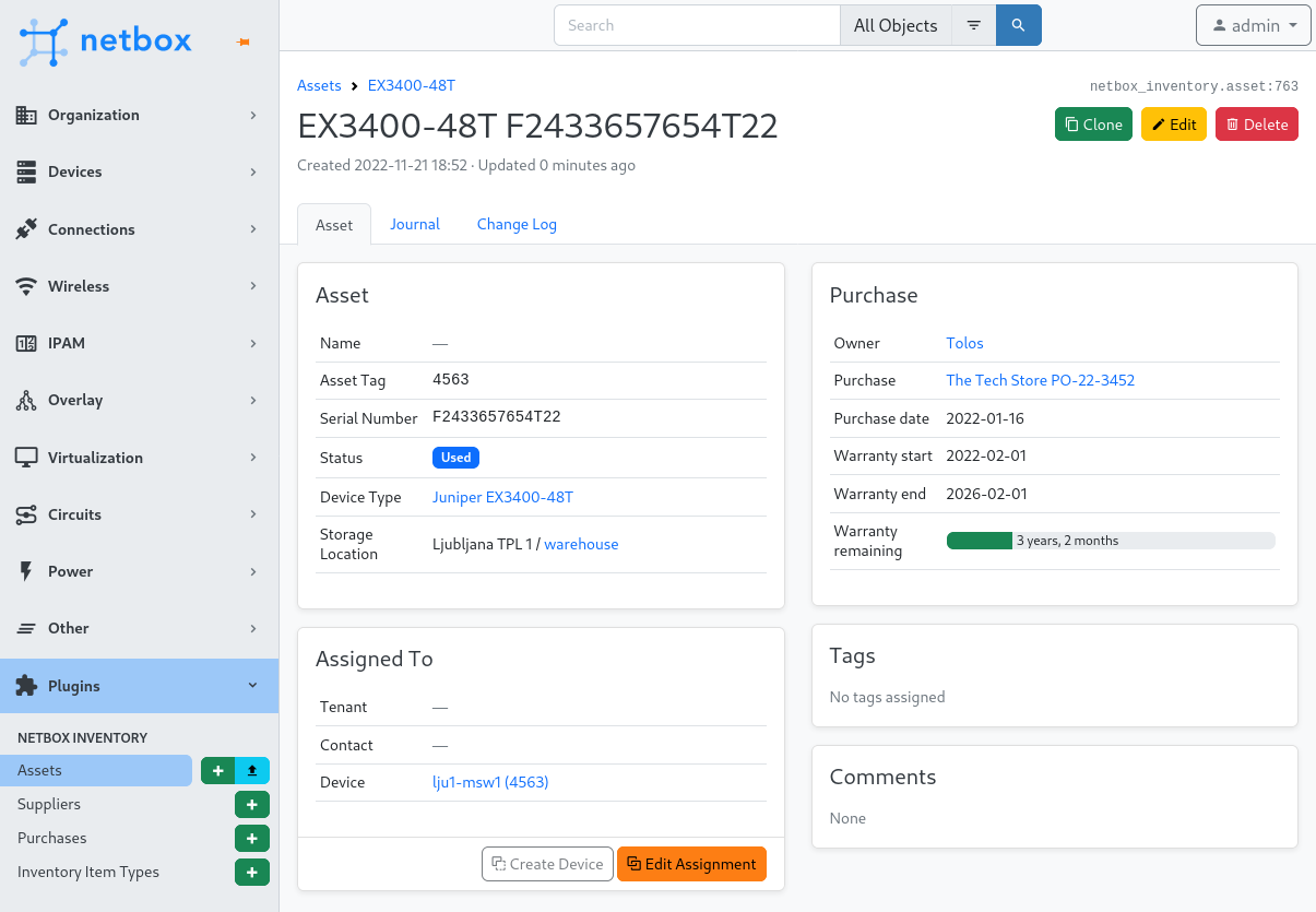 Asset - Individual View