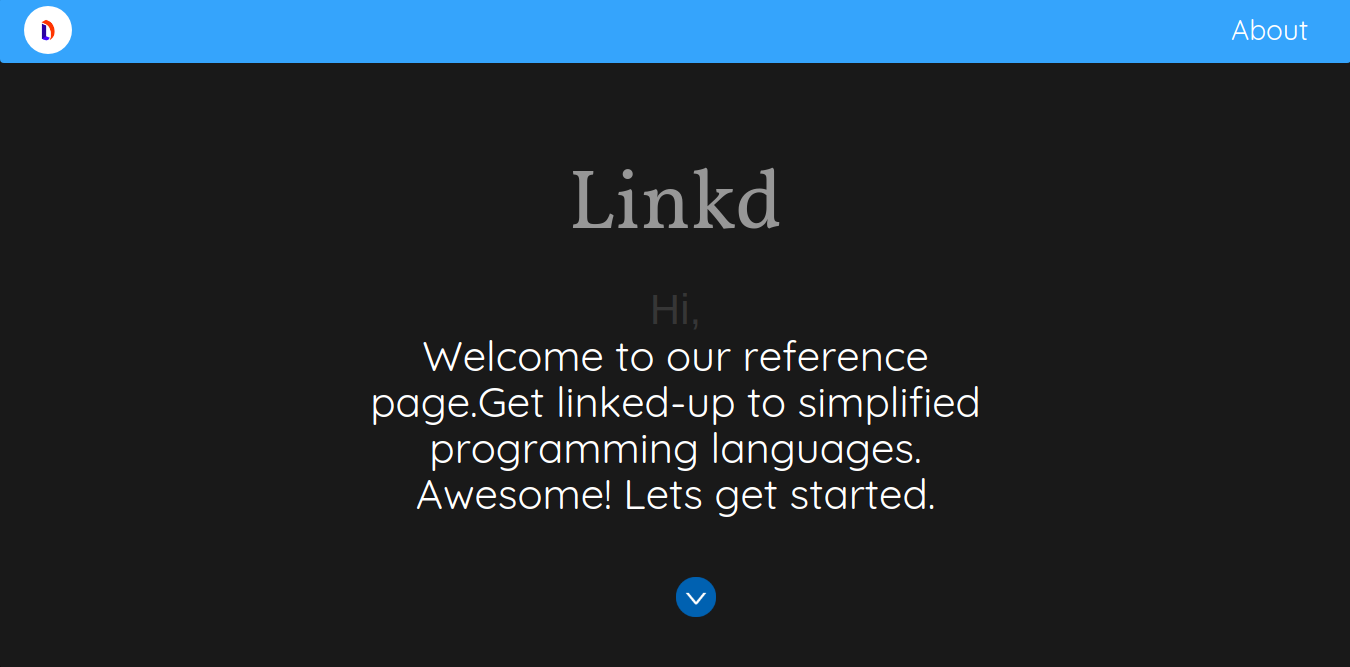 Screen-shot Landing page