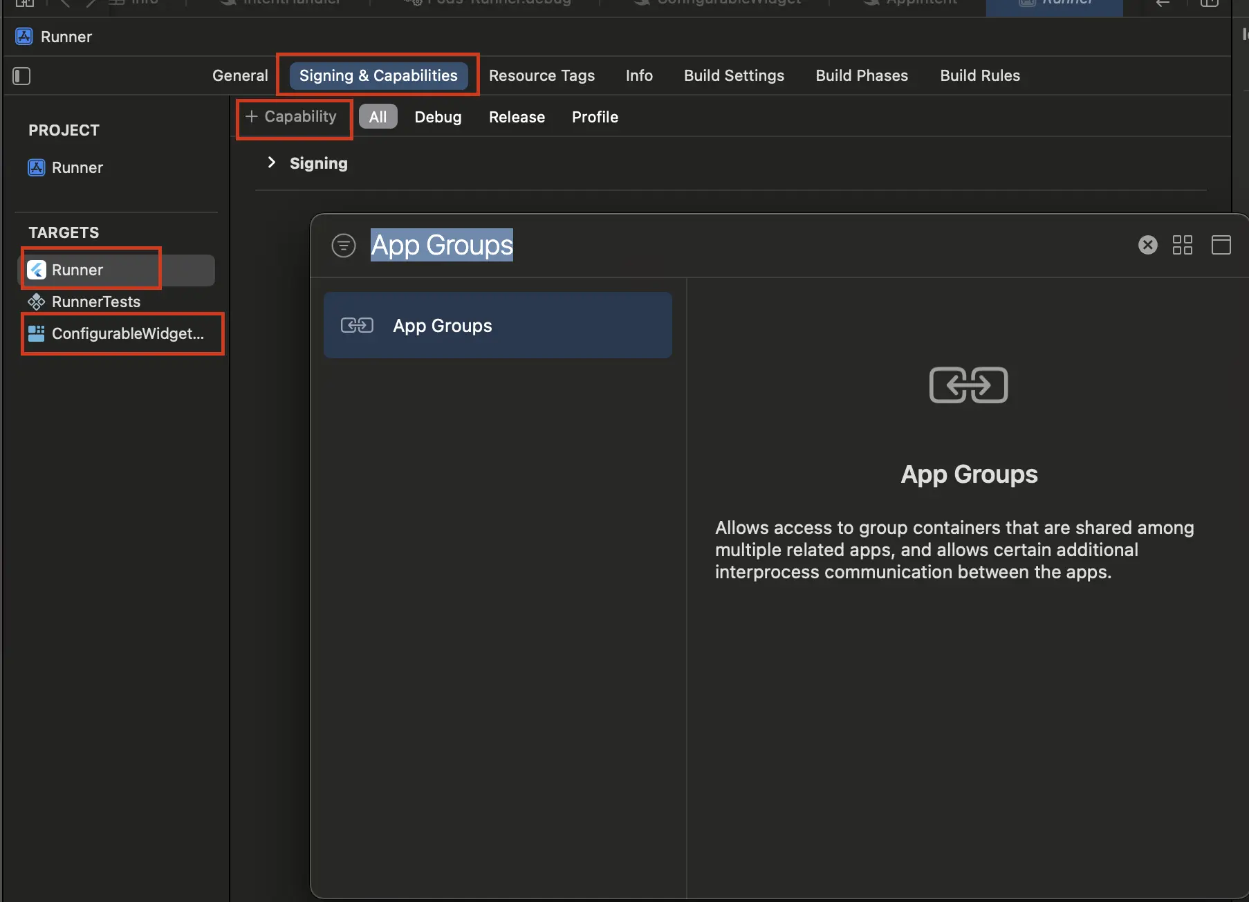 Enable App Groups in XCode