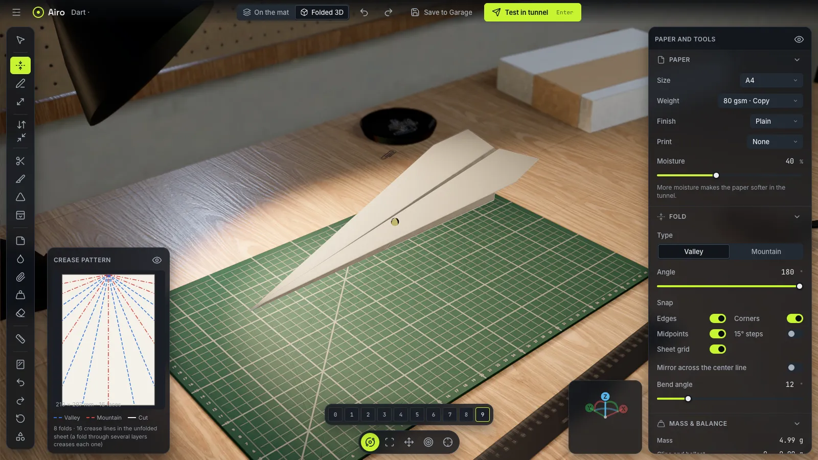 The Workshop: the folded Dart and its crease pattern