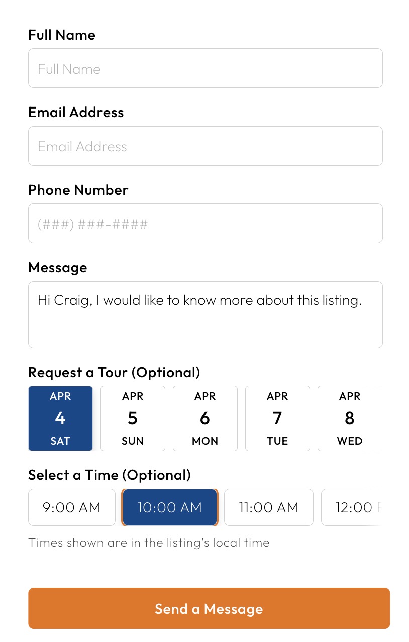 Homes.com listing with Request a Tour