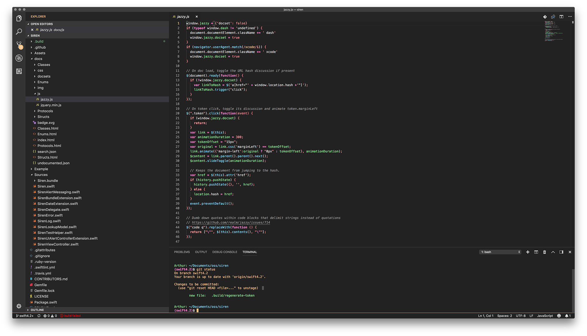 Editor + JavaScript + Terminal Screenshot