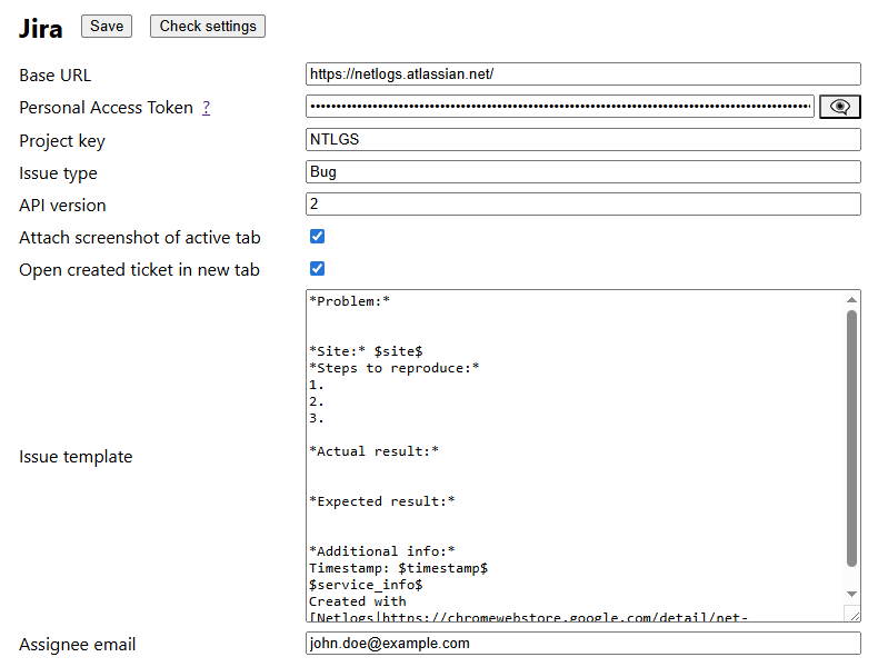 Jira Settings