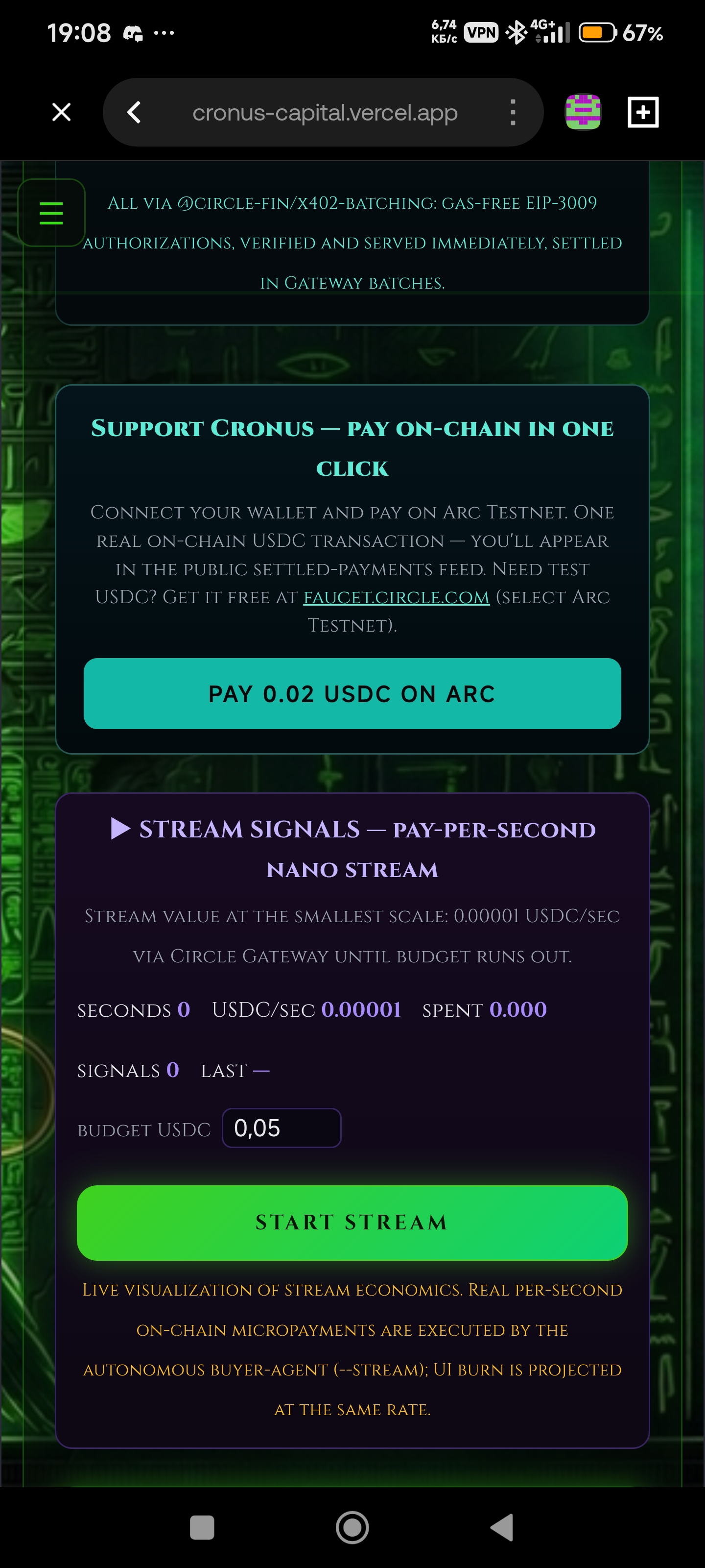 Overview — Support Cronus one-click pay and nano-stream