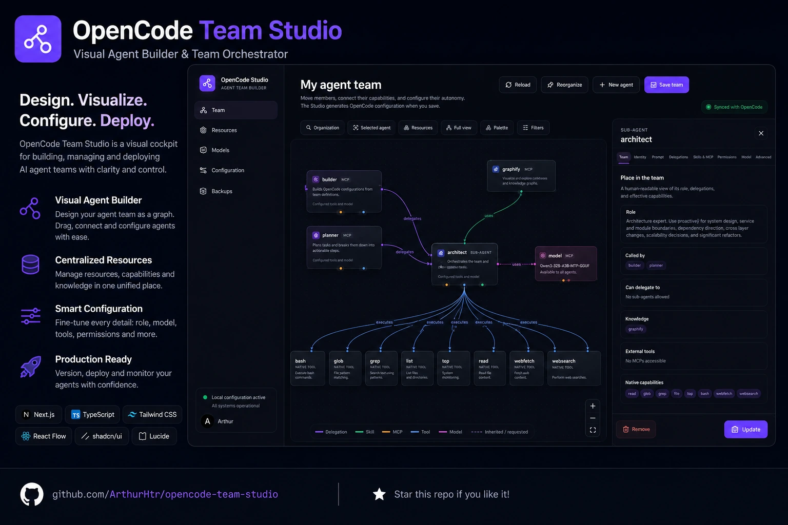 OpenCode Team Studio — Visual workspace for OpenCode agent teams
