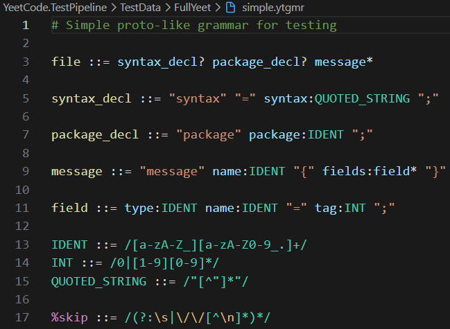 YTGMR syntax highlighting
