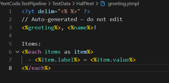 YTMPL syntax highlighting