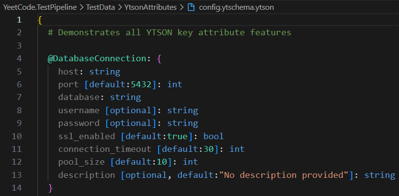 YTSON syntax highlighting