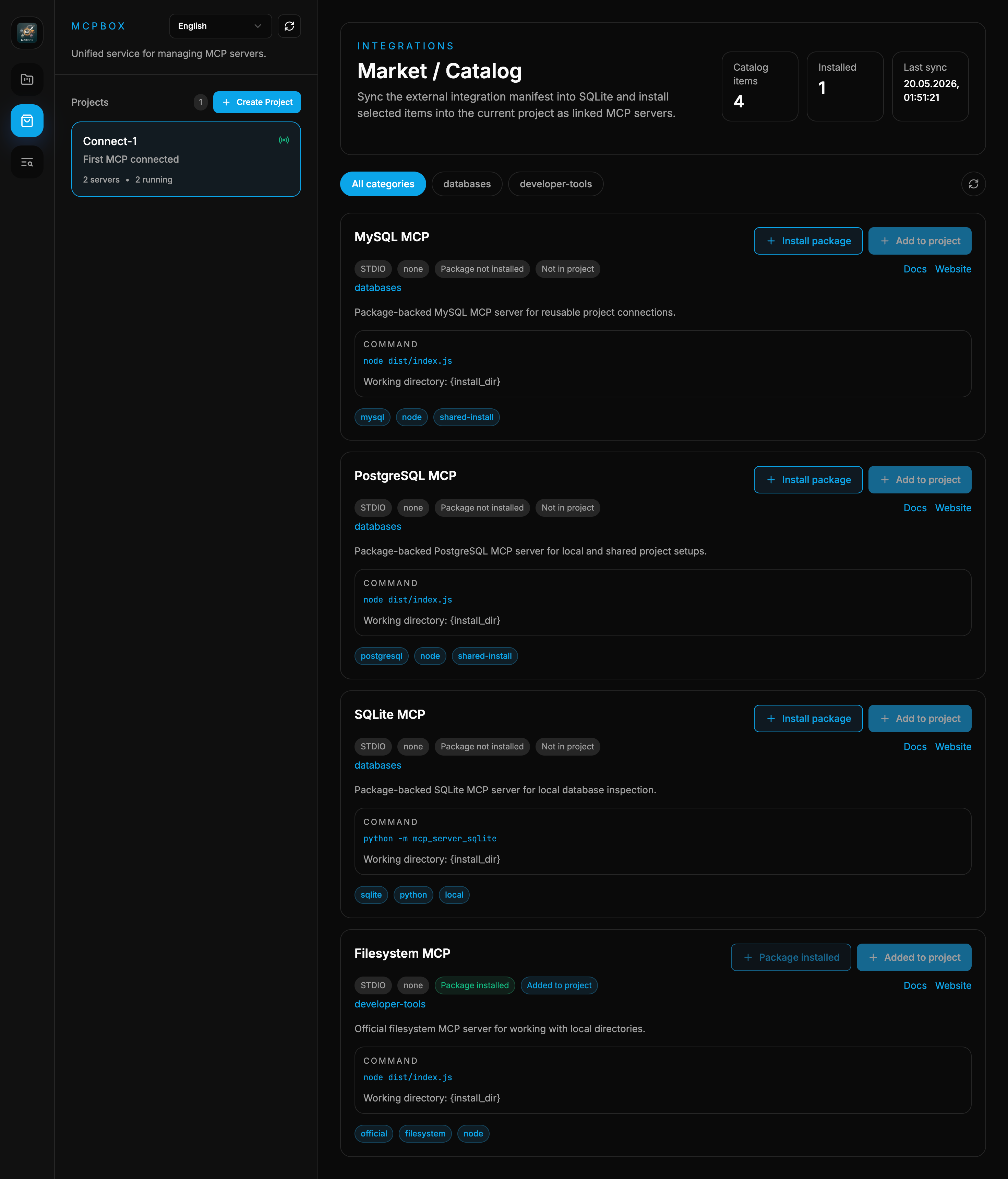 MCPBox market view