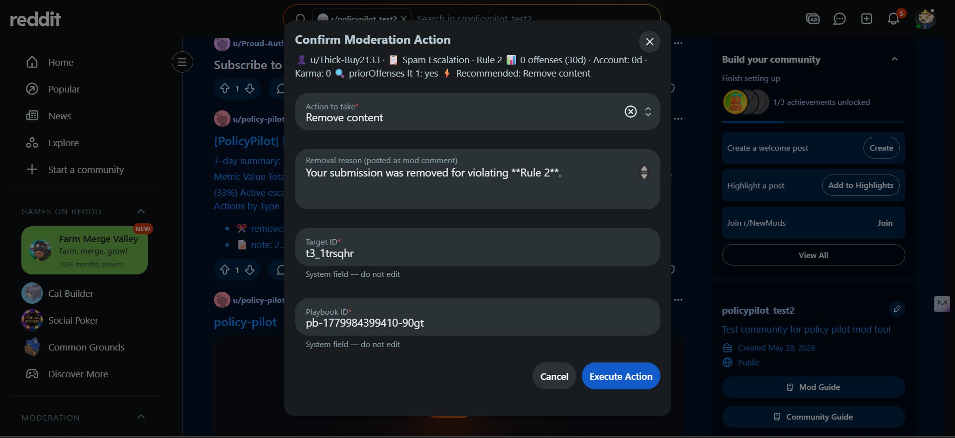 Tier 1: First offense, recommended action is Remove