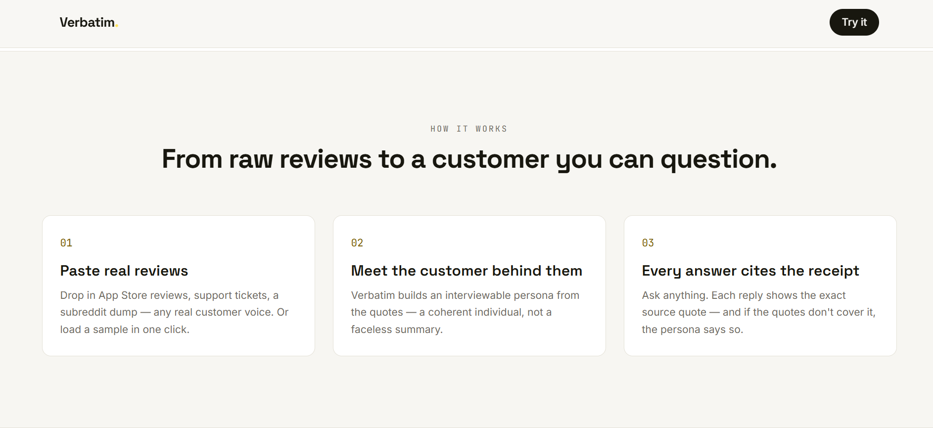 From a product name to grounded research — the five-step workflow